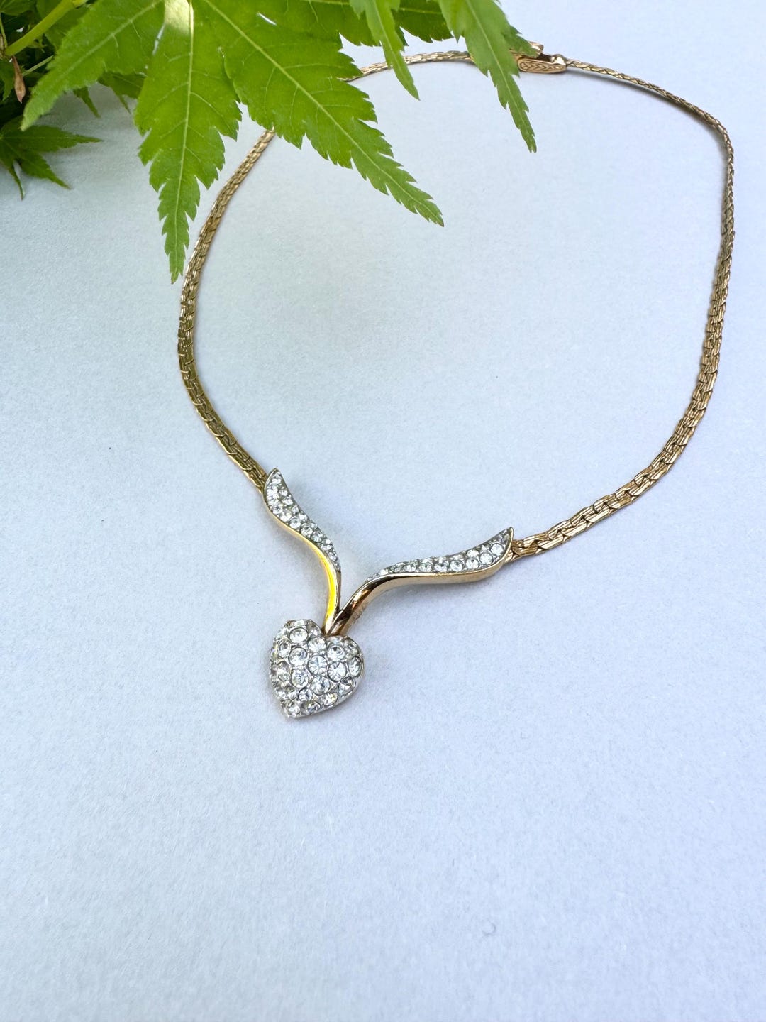 Attwood and Sawyer Gold Tone Diamante Heart Necklace - Etsy