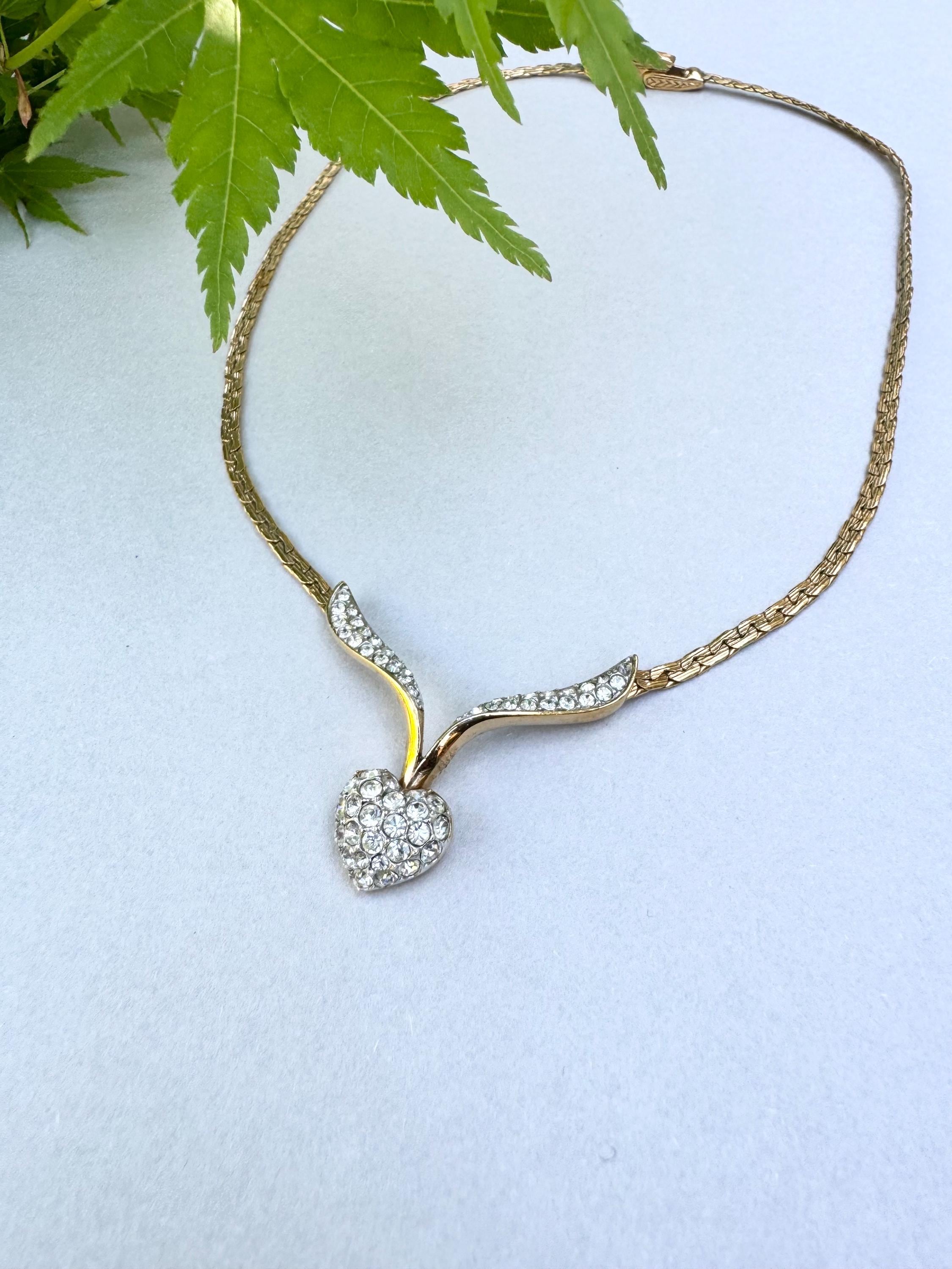 Attwood and Sawyer Gold Tone Diamante Heart Necklace - Etsy