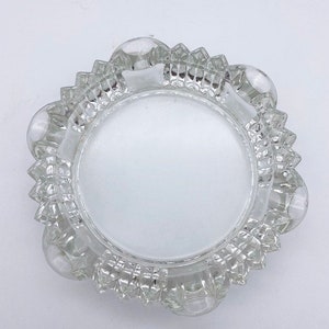 Vintage clear cut glass round ashtray