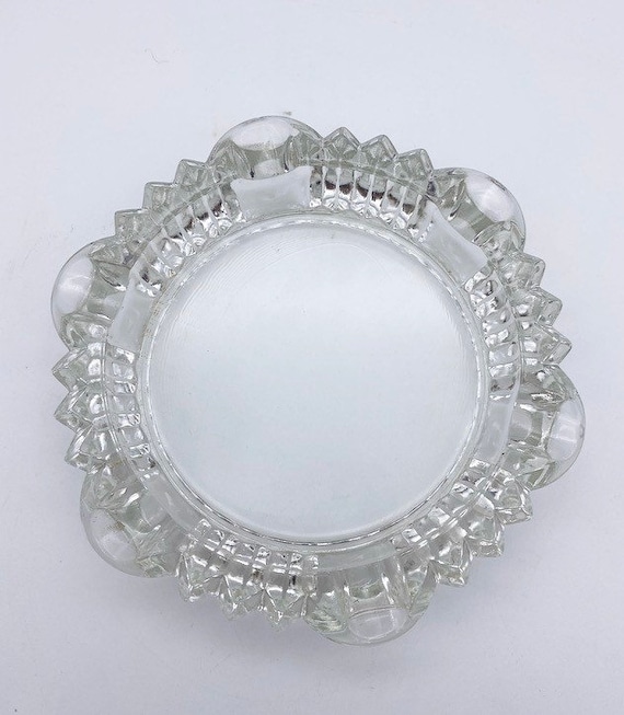 Posacenere vintage in vetro bianco e trasparente, Venini