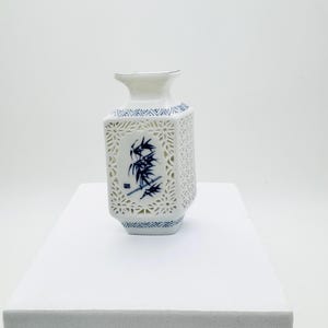 Wuxi mini vase, pierced Chinese porcelain vase