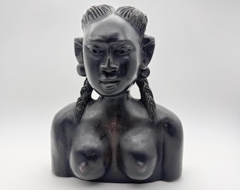 背が高くてスリムな木製の女性の彫刻、木製の女性像 - Etsy 日本