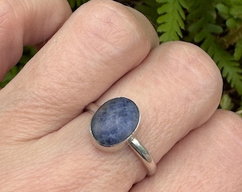 Bague vintage en argent sterling avec lapis-lazuli taille N 1/2, 7