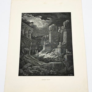 Antique engraving from first edition of The Dore Gallery 1870 Babylon Fallen