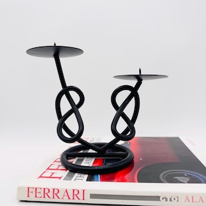 Vintage black metal candle holder