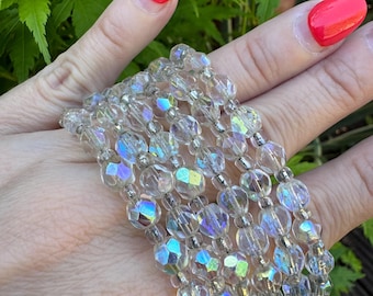 Vintage 3 strand aurora borealis necklace