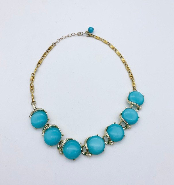 Vintage Lisner Beaded Necklace Blue Short Round Beads Chain - Etsy UK