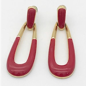 Vintage red enamel drop earrings