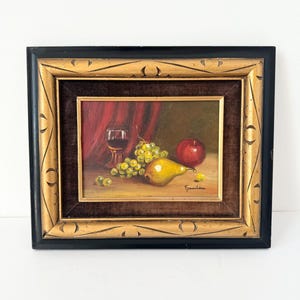 Vintage oil painting, still life oil on board
