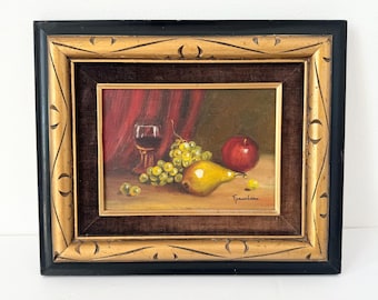 Vintage oil painting, still life oil on board