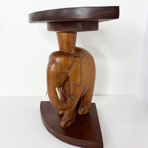Wooden elephant plant stand, small corner stand