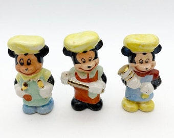 Vintage Mickey Mouse-figuurtjes, vintage Disney-figuren, keramische Disney-ornamenten, taarttoppers