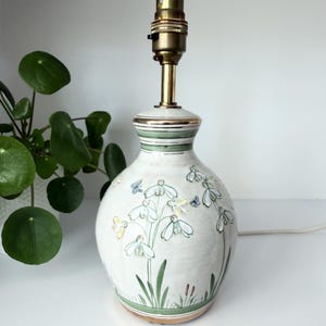 Tischlampenfuß aus Kentmere-Keramik von Gordon Fox, Vintage-Tischlampe in Form eines handbemalten Keramik-Ingwertopfs, Keramik aus Cumbria, Cottagecore-Dekor