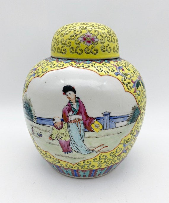 Vintage Yellow Ginger Jar Vases Home Décor Home & Living