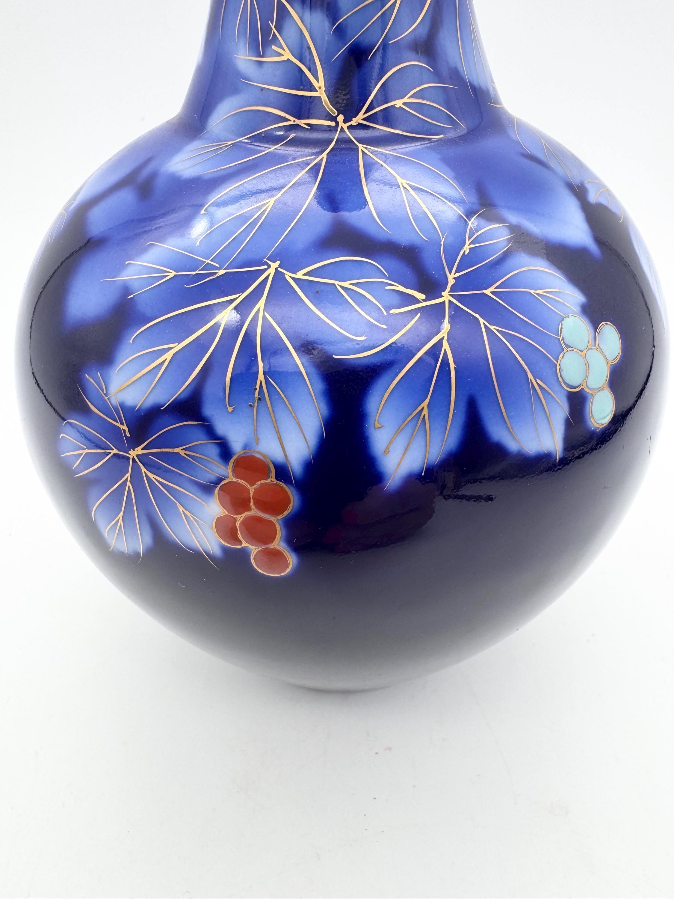 ヴィンテージ深川焼花瓶、日本製磁器花瓶、青い花飾り花瓶 - Etsy 日本