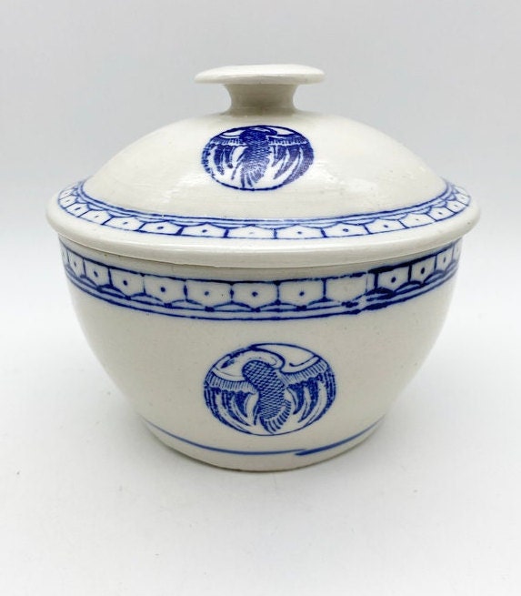 ヴィンテージの蓋付きご飯茶碗、中国の青い陶器の皿 - Etsy 日本