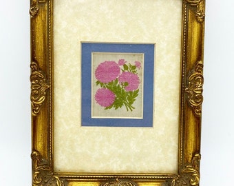 Small vintage floral picture, gold ornate frame