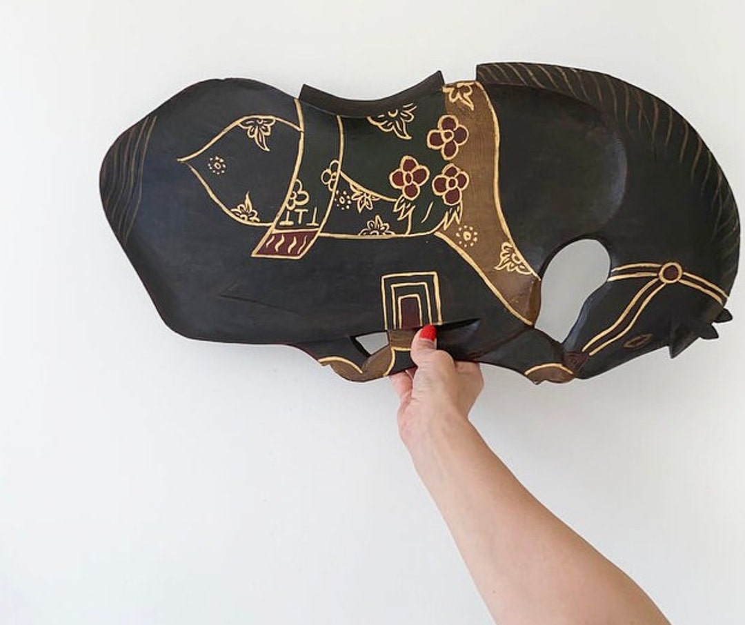 Large Wooden Horse, Table Centrepiece, Wall Decor Etsy