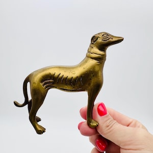 Vintage brass dog figurine, small brass dog