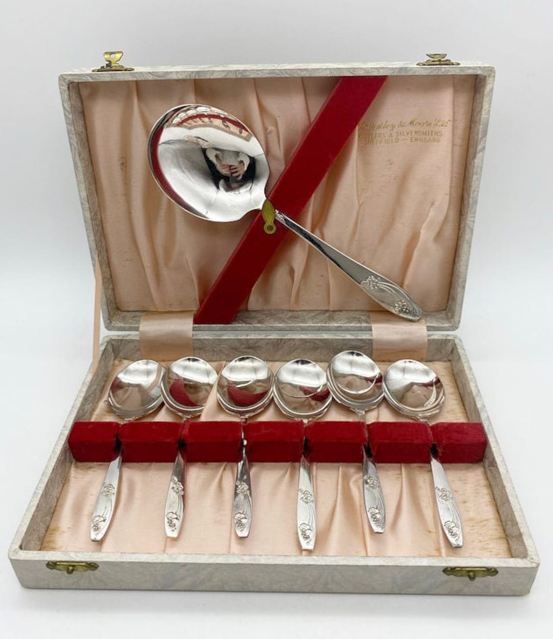Vintage Priestley & Moore Sheffield EPNS Dessert Spoons Set Boxed Etsy
