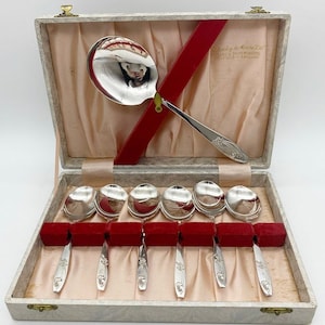 Vintage Priestley & Moore Sheffield EPNS dessert spoons set boxed