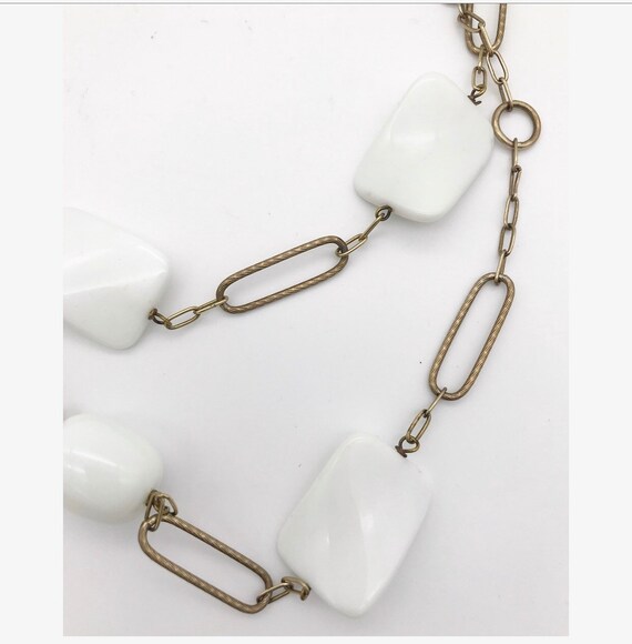 Collier Vintage Double Rang Perles Céramique Blanches - Original Avec Défauts
