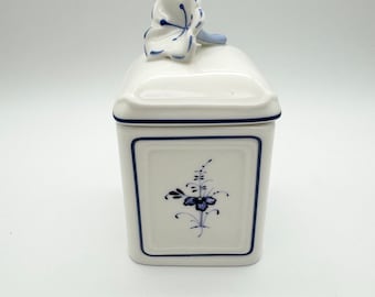 Petit pot Villeroy & Boch, pot en céramique bleu blanc, rangement cuisine