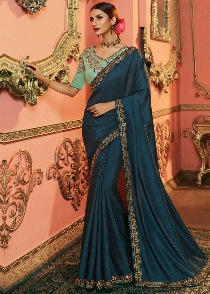 Manish Malhotra inspired silk Saree with thread work Wedding saree party wear saree reception sari Indian Festival organza saree