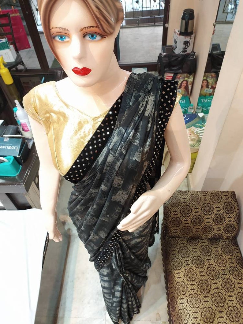 MANISH MALHOTRA Saree black and grey designer saree with cut dana border SABYASACHI