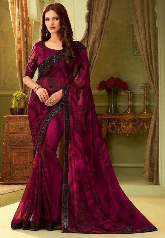 Sabyasachi Magenta Double Tone Designer Wedding Saree Party Etsy