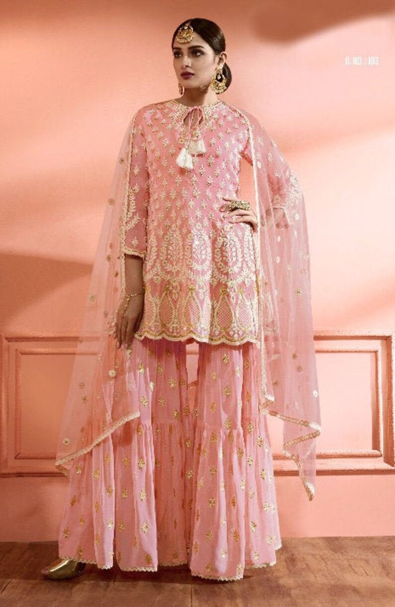 pink sharara bridal