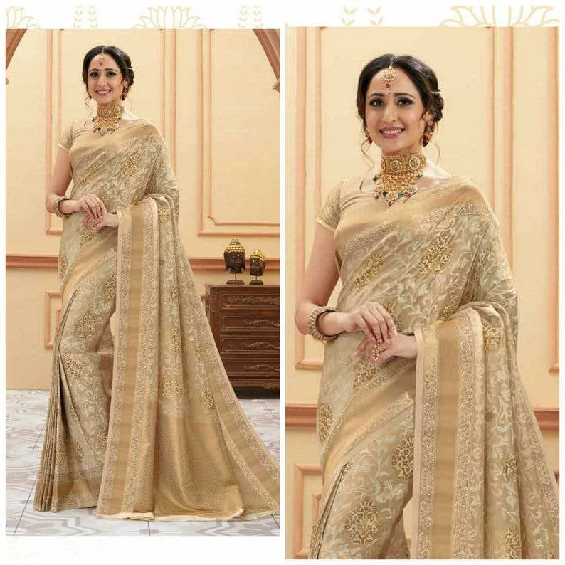 cream wedding saree