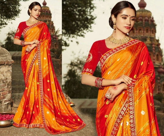party wear saree with heavy blouse