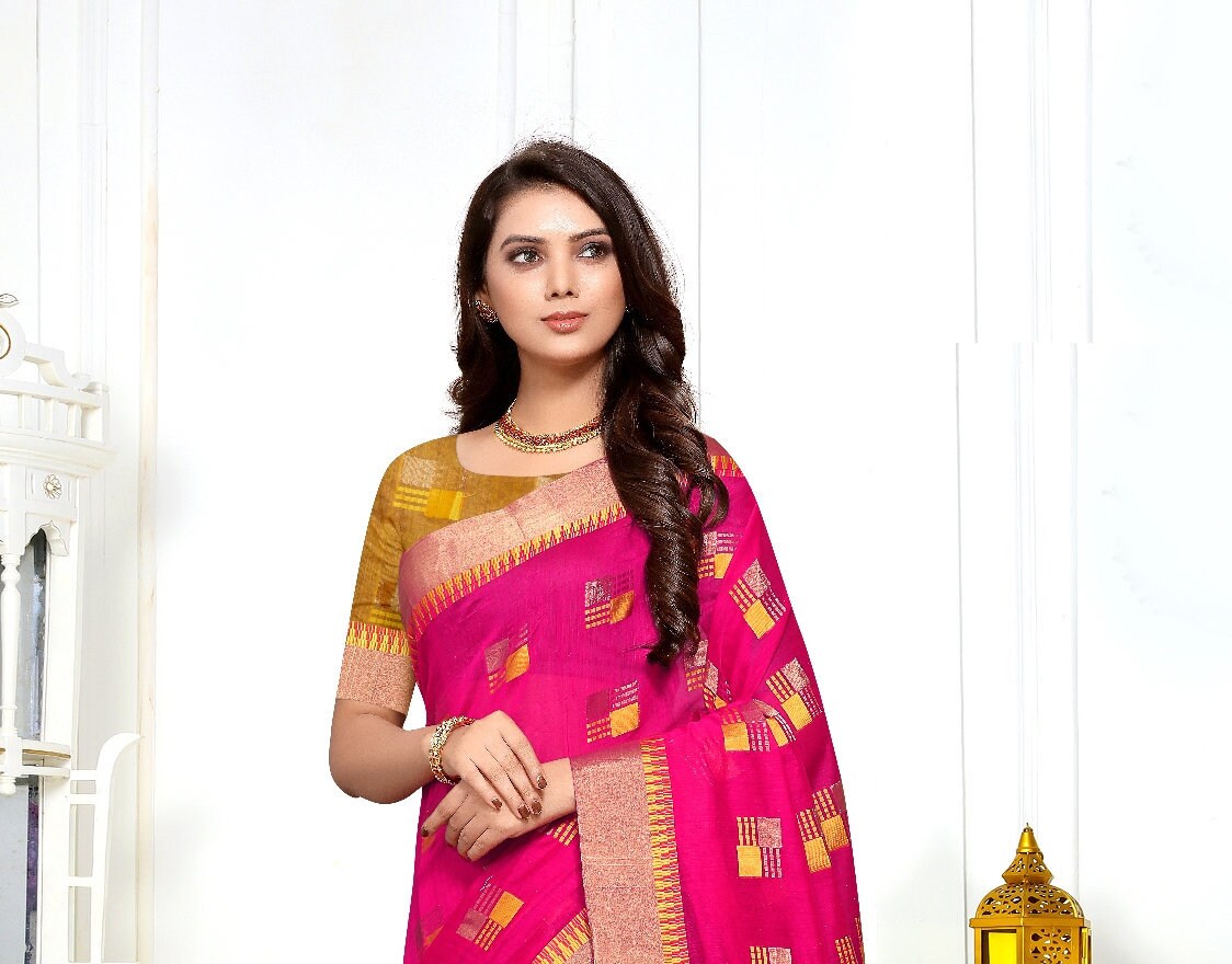 Bollywood Saree Sari Or Violet Couture Chemisier Taille Grande fête de mariage Wear Bollywood Saree Sari Or Violet Couture Chemisier Taille Grande fête de mariage Wear