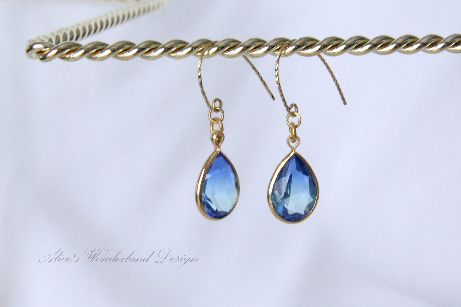 Golden Aqua waterdrop earrings with 14k gold filled wires Etsy