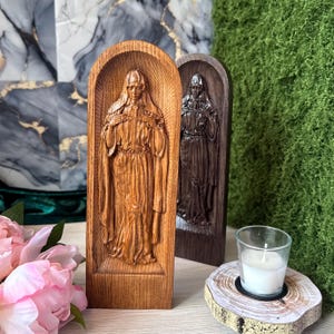 Sacred Heart of Mary, Carved wooden plaque of Mary, wooden religious decor