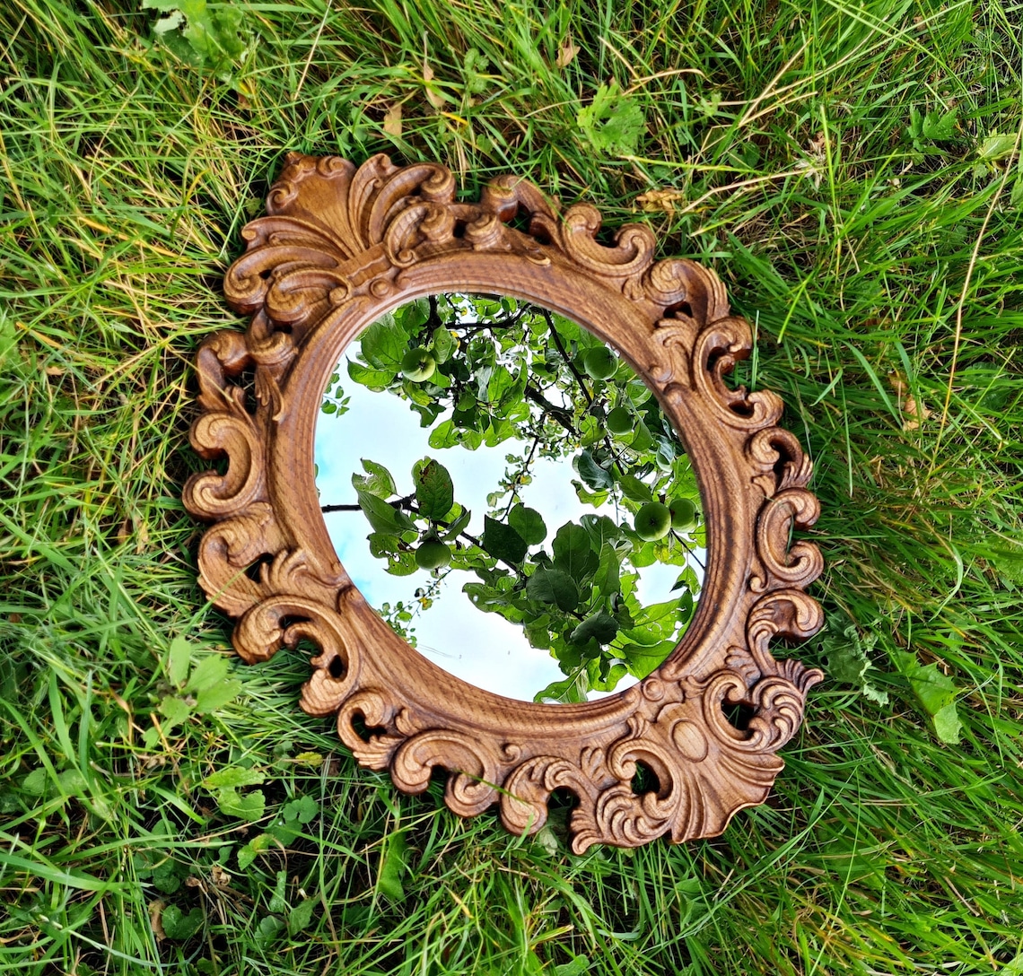 Oval Mirror in a Wooden Vintage Frame Oval Antique Mirror Etsy