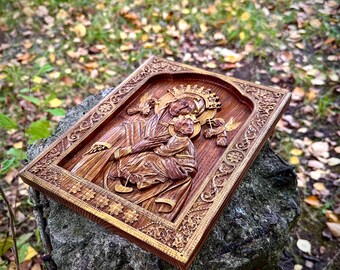 Carved Our Lady of Perpetual Help Wooden Icon - Etsy