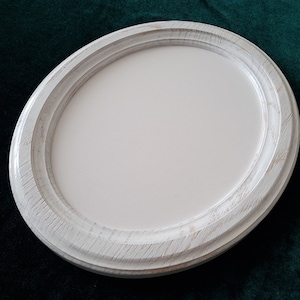 Wide White Oak Oval Picture Frame, Acrylic Glass (3.5 x 5 up to 16 x 20 inches)