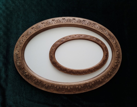 Carved Ash Wood Oval Picture Frame, Acrylic Glass - Etsy