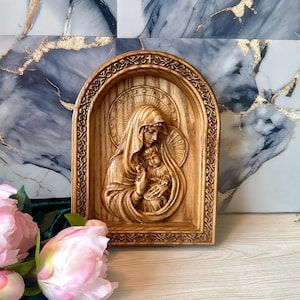 Antique wood carved virgin mary statue - Etsy 日本