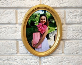 Golden oval frame, picture frame, oval photo frame, Size: 3.5 x 5 up to 12 x 16 inches, Free Shipping