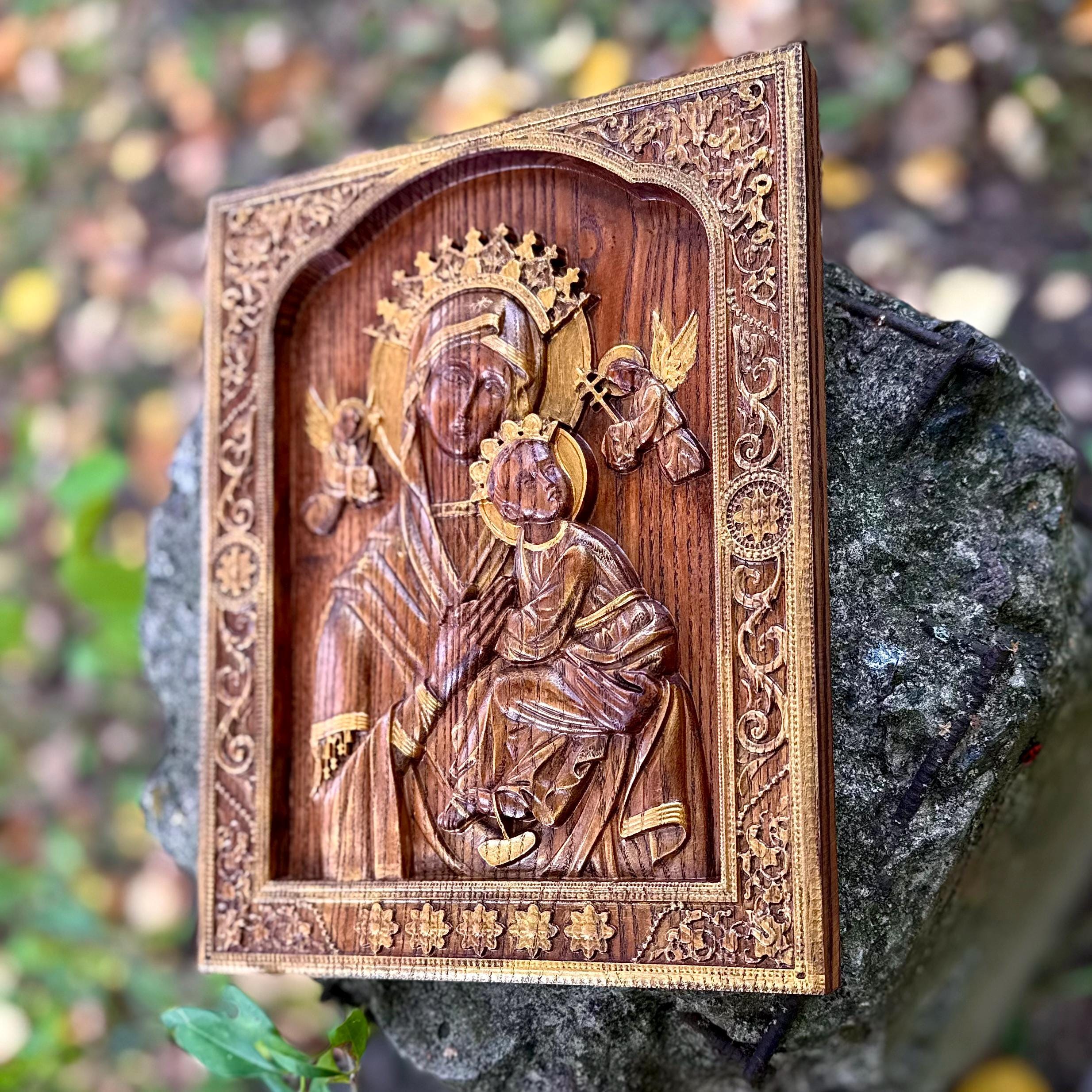 Carved Our Lady of Perpetual Help Wooden Icon - Etsy