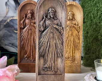 Sagrado Corazón de Jesús Talla en Madera Nuestro Señor con efecto antiguo