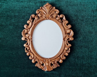 Oval carved wooden frame in the Baroque style, Mirror frame, Photo frame