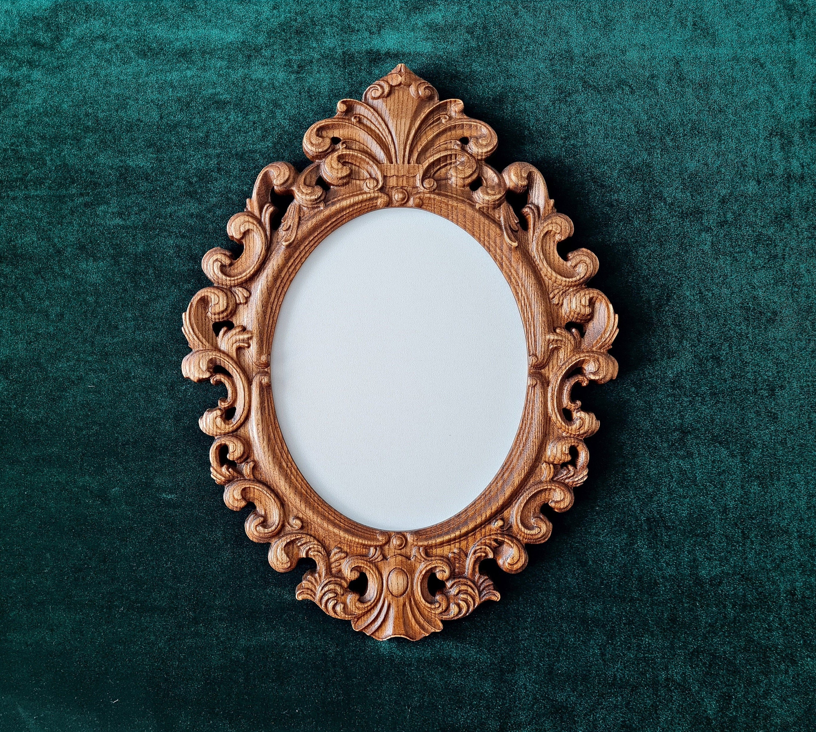 【toowood】Oval Photo Frame Oval Carved Wooden Frame in the Baroque Style, Mirror Frame