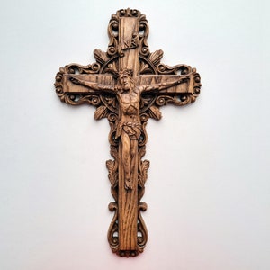 Wooden Crucifix, Jesus Christ, wooden cross, Catholic cross image 2