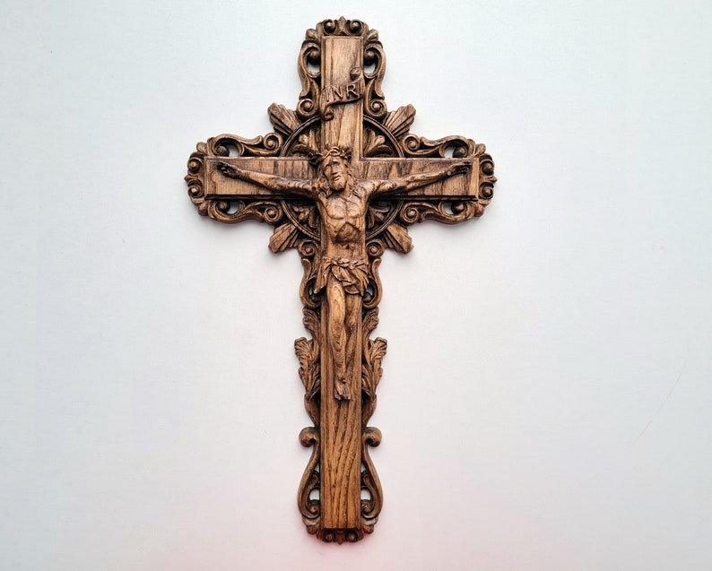 Wooden Crucifix, Jesus Christ, wooden cross, Catholic cross image 2