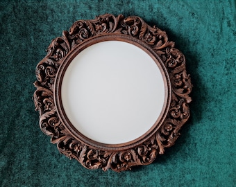 Wooden round carved frame, Picture frame