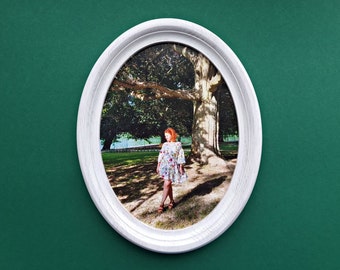 White oval frame, oval frame, wooden oval frame, picture frame, oval photo frame, Size: 3.5 x 5 up to 16 x 20 inches, Free Shipping